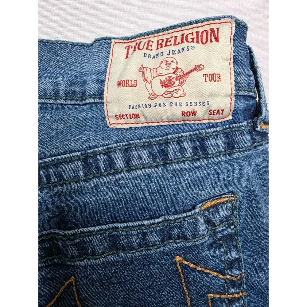 True Religion Ricky Jeans Men's 34 Blue Denim Stretch Relaxed Fit Straight Leg